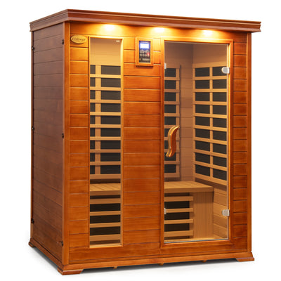 Costway- 2025 Model- 3 Person Infrared Sauna, Canadian Red Cedar Wood Far Infrared Sauna Room with 10 Carbon Heaters, Bluetooth Speakers, Reading Light, Indoor Personal Spa for Home Gym Relaxation