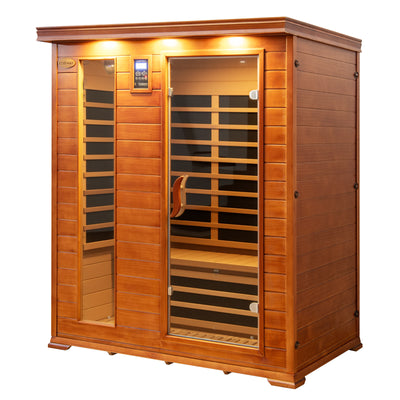 Costway- 2025 Model- 3 Person Infrared Sauna, Canadian Red Cedar Wood Far Infrared Sauna Room with 10 Carbon Heaters, Bluetooth Speakers, Reading Light, Indoor Personal Spa for Home Gym Relaxation