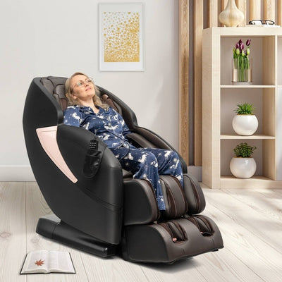 Mega Sale-Costway-Relaxation 25 - Zero Gravity SL-Track Electric Shiatsu Massage Chair with Intelligent Voice Control