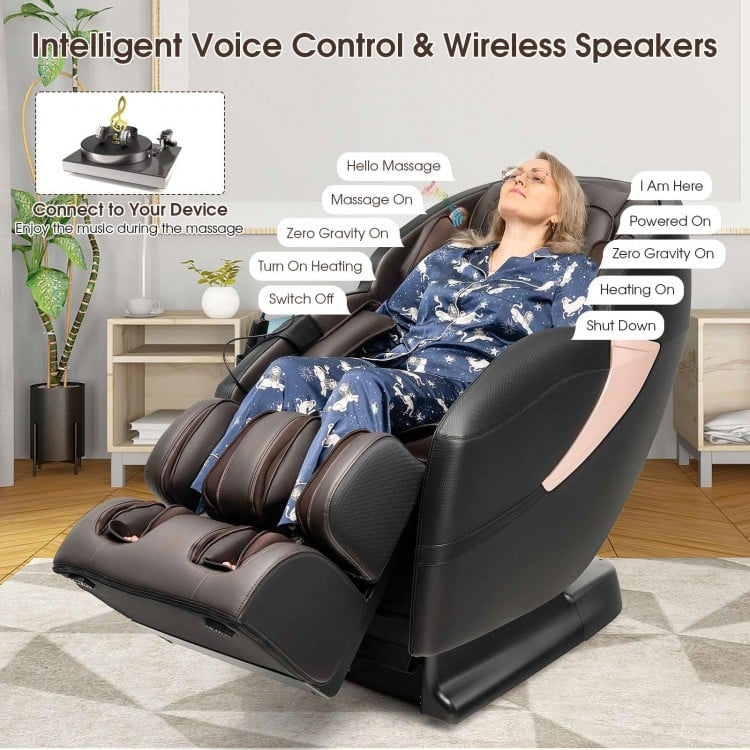 Mega Sale-Costway-Relaxation 25 - Zero Gravity SL-Track Electric Shiatsu Massage Chair with Intelligent Voice Control