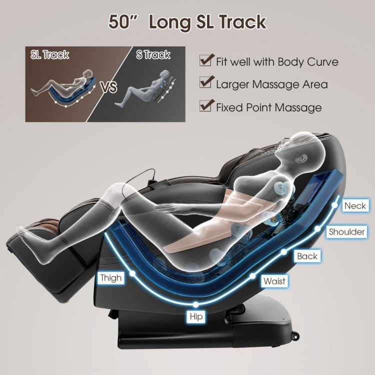 Mega Sale-Costway-Relaxation 25 - Zero Gravity SL-Track Electric Shiatsu Massage Chair with Intelligent Voice Control