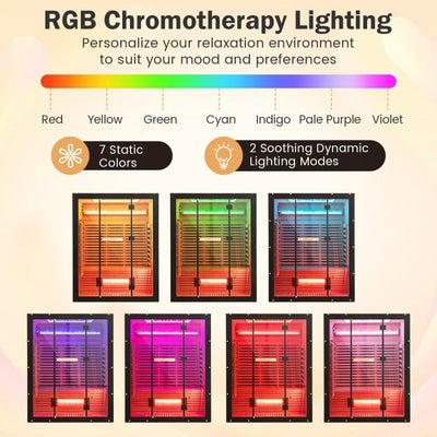 PREORDER LATE AUGUST-Top Seller-2025 Model-Costway- Premium 3-4 Person Full Spectrum Sauna With Red Light And Himalayan Salt Bar- Fully Loaded-App Controlled-Low EMF
