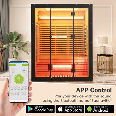 PREORDER LATE AUGUST-Top Seller-2025 Model-Costway- Premium 3-4 Person Full Spectrum Sauna With Red Light And Himalayan Salt Bar- Fully Loaded-App Controlled-Low EMF