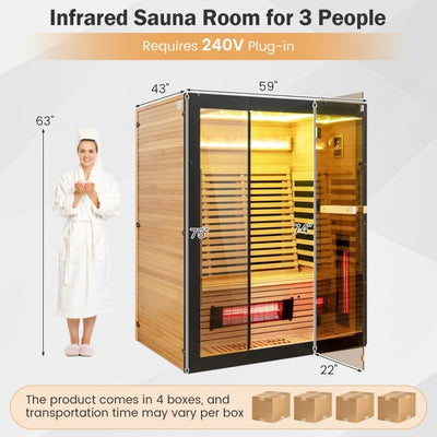 PREORDER LATE AUGUST-Top Seller-2025 Model-Costway- Premium 3-4 Person Full Spectrum Sauna With Red Light And Himalayan Salt Bar- Fully Loaded-App Controlled-Low EMF