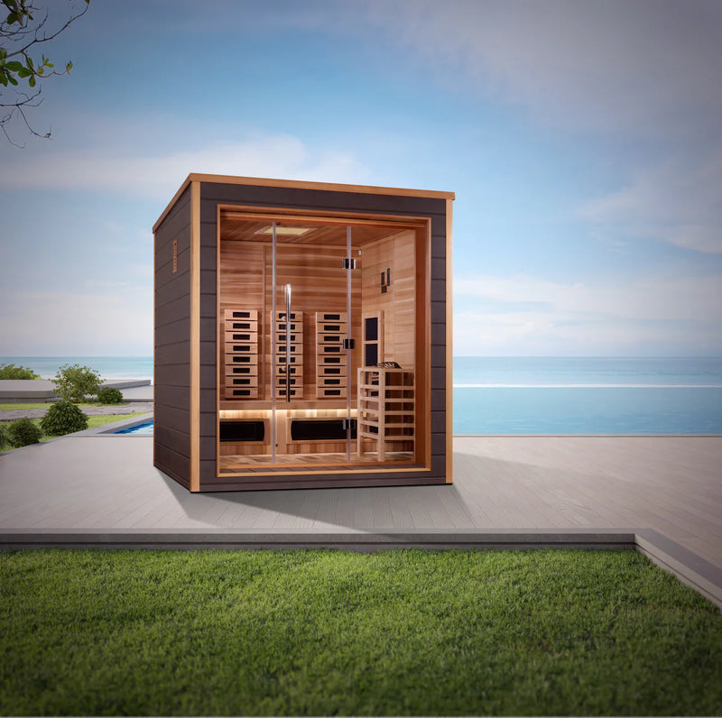 *GDI- Visby 3 Person Outdoor-Indoor PureTech Hybrid Full Spectrum Sauna, Canadian Red Cedar Interior - GDI-8223-01