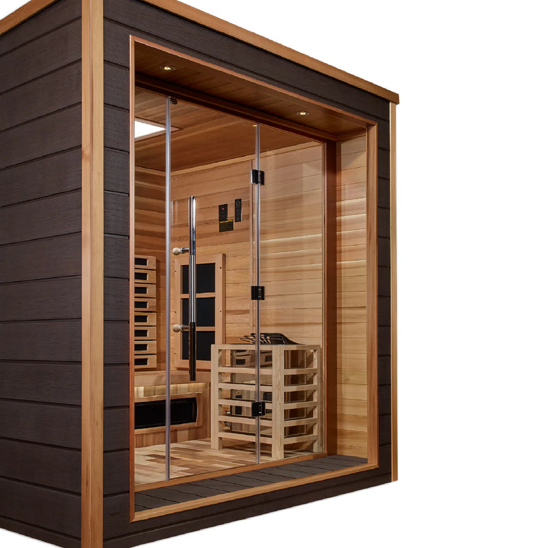 *GDI- Visby 3 Person Outdoor-Indoor PureTech Hybrid Full Spectrum Sauna, Canadian Red Cedar Interior - GDI-8223-01