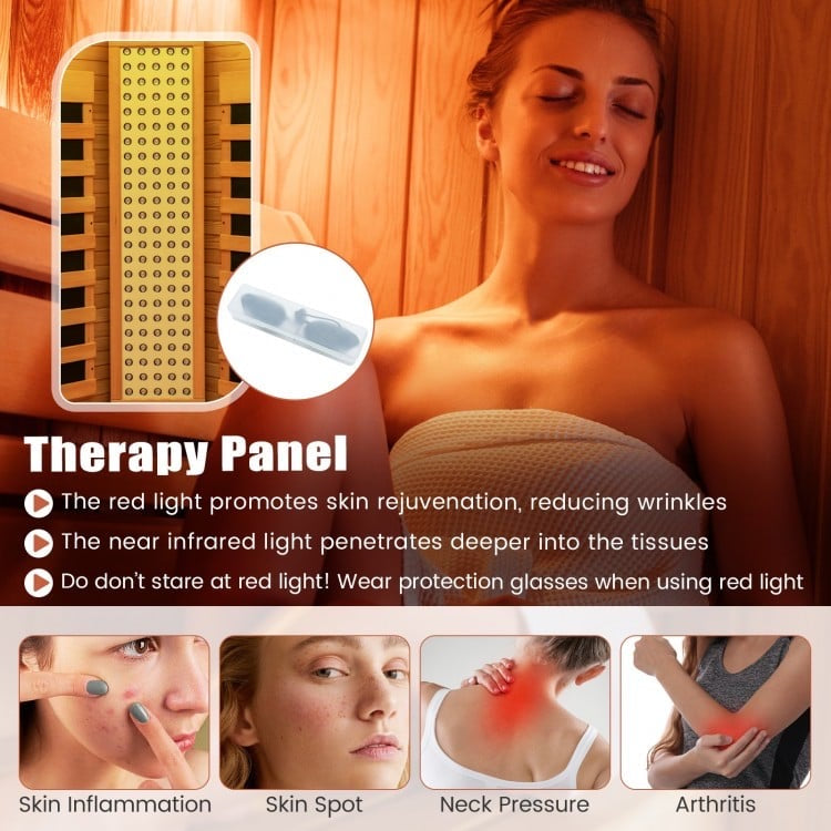Sauna Package- Indoor Spa Package- Fully Loaded Full Spectrum Red Light, Salt Therapy Corner Sauna+ Icomfort 4D massage Chair