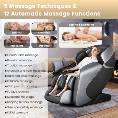 - Demo - COSTWAY - JL10003WL - Relaxacare Special Buy-Full Body Zero Gravity L-Track Massage Chair Recliner With Voice Control