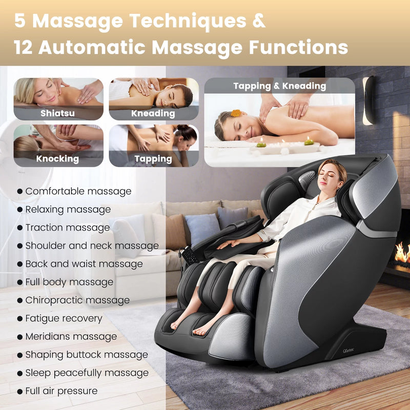 - Demo - COSTWAY - JL10003WL - Relaxacare Special Buy-Full Body Zero Gravity L-Track Massage Chair Recliner With Voice Control