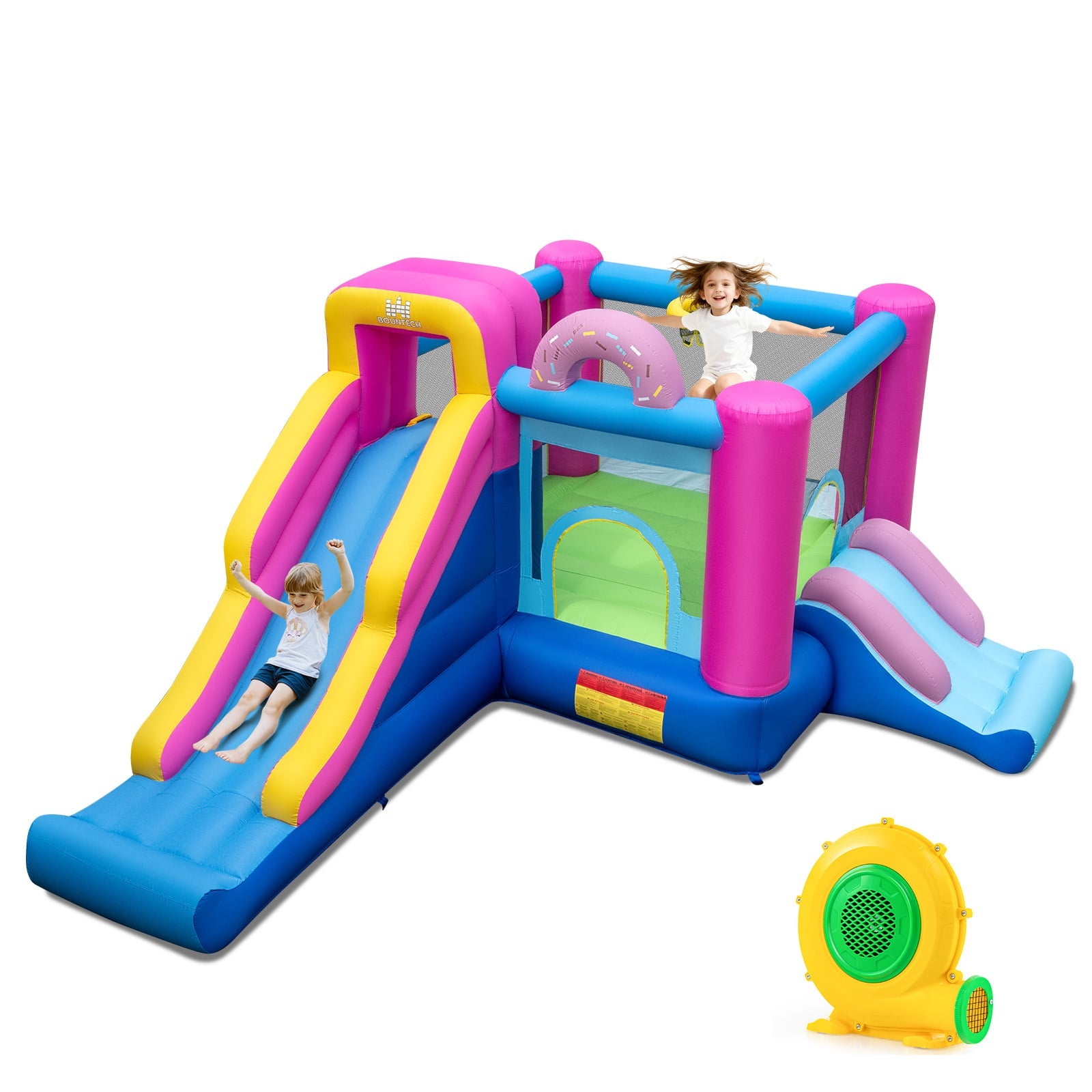 Bounce Ho Inflatable Bounce House with Slides and Basketball Hoop (with 680W Blo