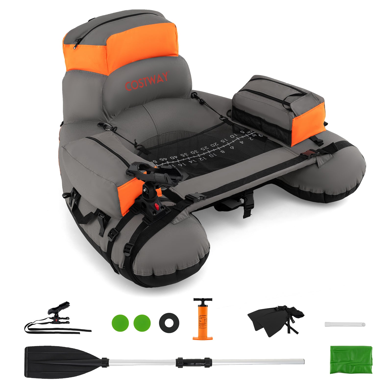 Inflatable Fishing Float Tube with Shoulder Straps and Storage for Ang