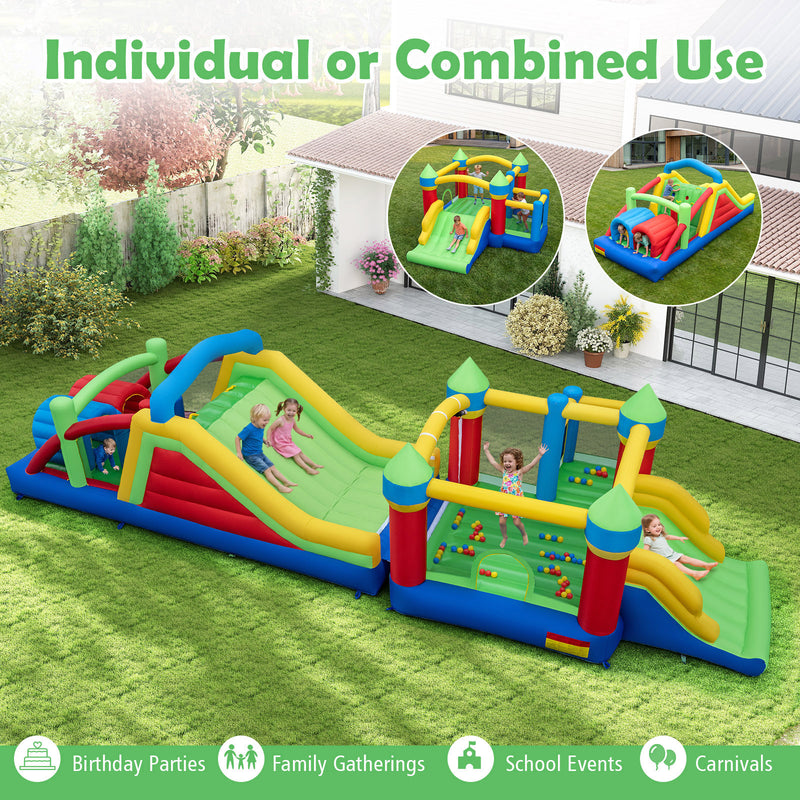 Inflatable Obstacle Course Bounce House with Dual Slides with 2 680W B