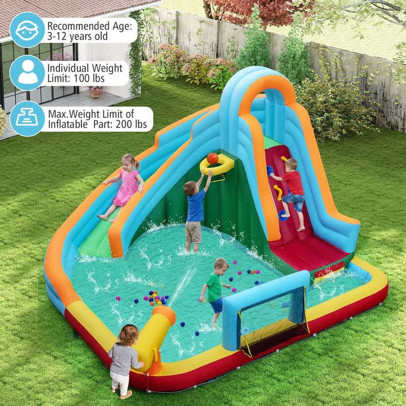 Inflatable Slide Without Pool Inflatable Water Slide Park 6-in-1 Giant Bounce House without Blower
