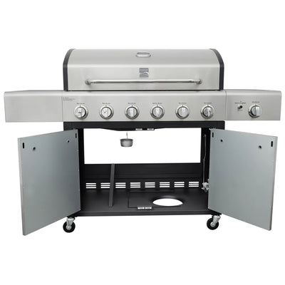Kenmore- 6 Burner Free Standing Liquid Propane 73000 BTU XL Gas Grill with Side Burner and Cabinet