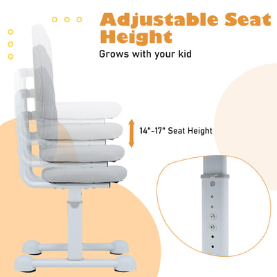 Kids Desk Chair Children Study Chair with Double Back Support and Adjustable Height-Gray