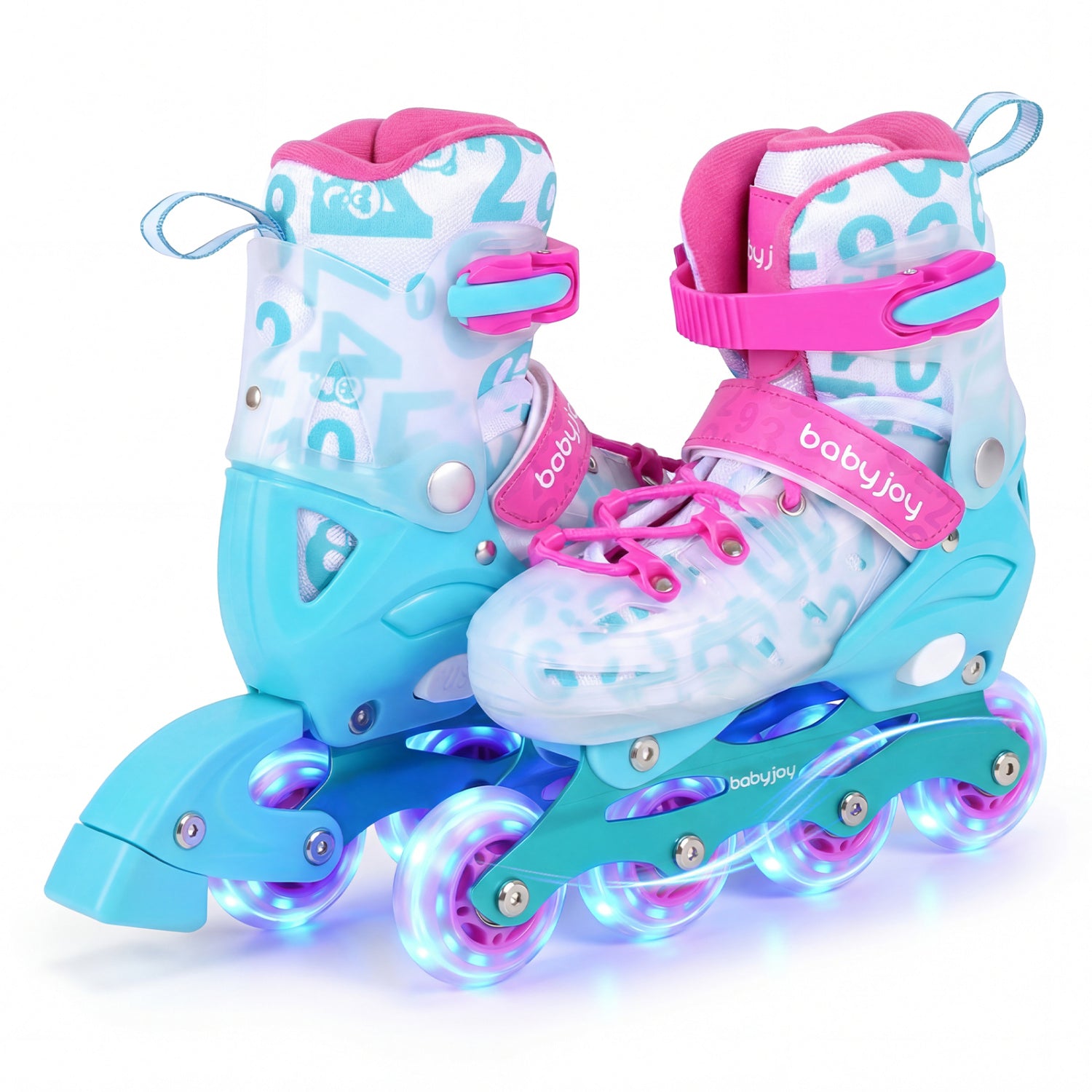 Kids Inline Skates with Light Up Wheels for Beginners Ages 9-14-Pink a