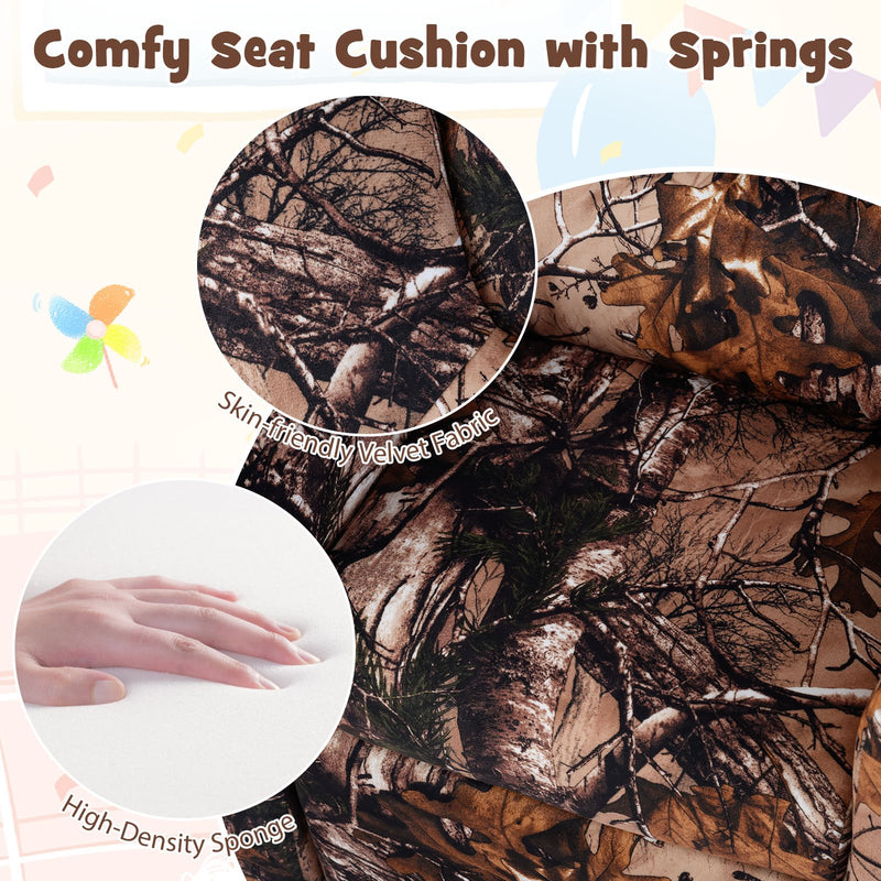 Kids Recliner Chair Push Back Toddler Reclining Armchair with Cup Holder-Camouflage