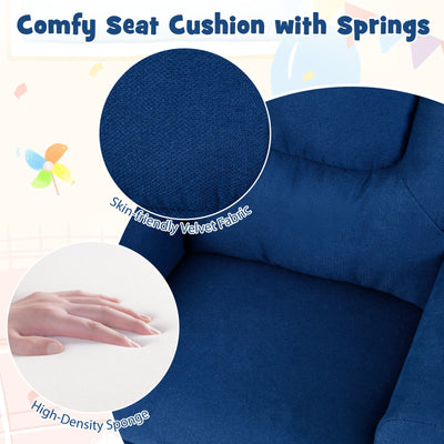 Kids Recliner Chair Push Back Toddler Reclining Armchair with Cup Holder-Blue