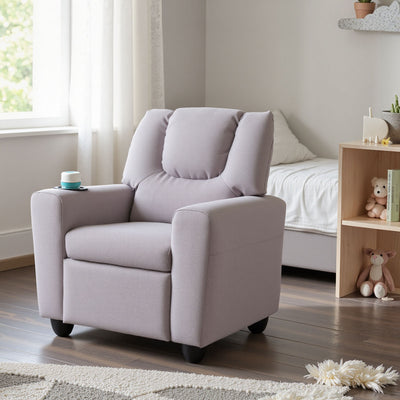 Kids Recliner Chair Push Back Toddler Reclining Armchair with Cup Holder-Grey