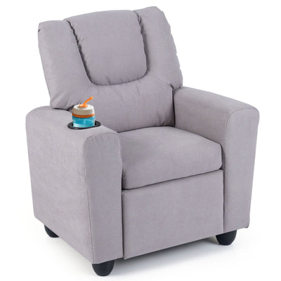 Kids Recliner Chair Push Back Toddler Reclining Armchair with Cup Holder-Grey