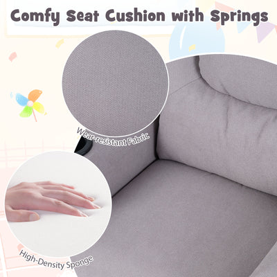 Kids Recliner Chair Push Back Toddler Reclining Armchair with Cup Holder-Grey