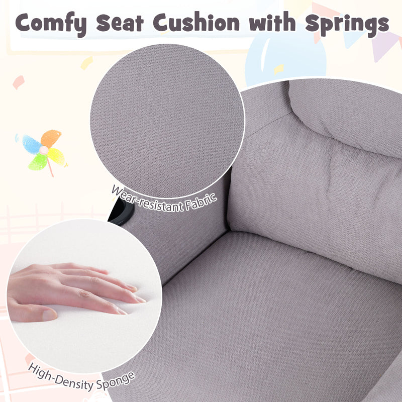 Kids Recliner Chair Push Back Toddler Reclining Armchair with Cup Holder-Grey