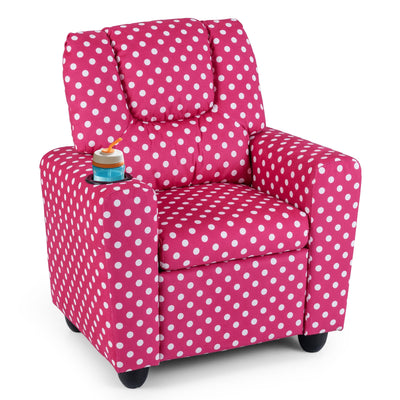 Kids Recliner Chair Push Back Toddler Reclining Armchair with Cup Holder-Red