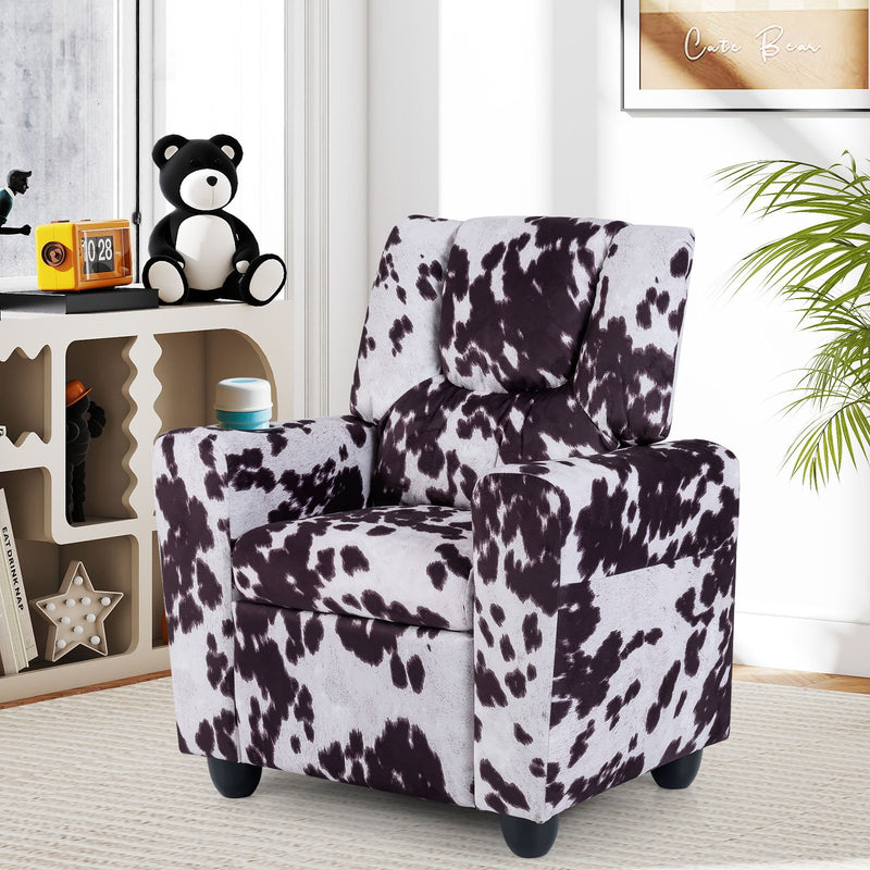 Kids Recliner Chair Push Back Toddler Reclining Armchair with Cup Holder-White