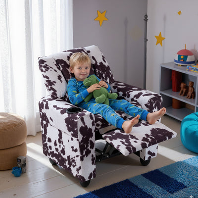Kids Recliner Chair Push Back Toddler Reclining Armchair with Cup Holder-White