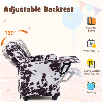 Kids Recliner Chair Push Back Toddler Reclining Armchair with Cup Holder-White