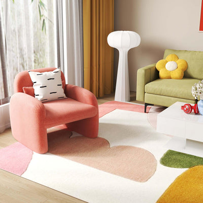 Living Room Deluxe Furniture Set-Accent Chair+Modular L-Shaped Sectional Sofa+LED Coffee Table