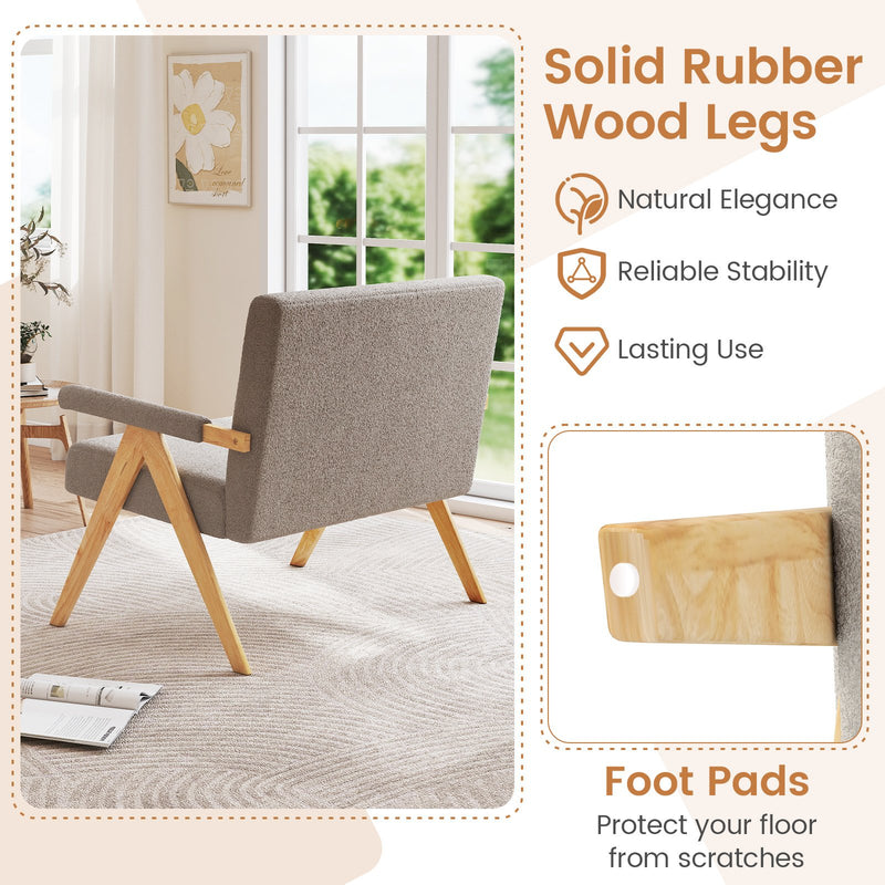 Loveseat Sofa with Armrests and Wooden Legs-Gray