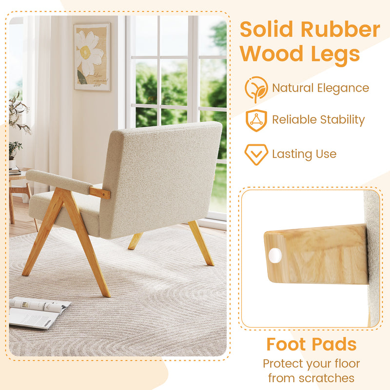 Loveseat Sofa with Armrests and Wooden Legs-Beige