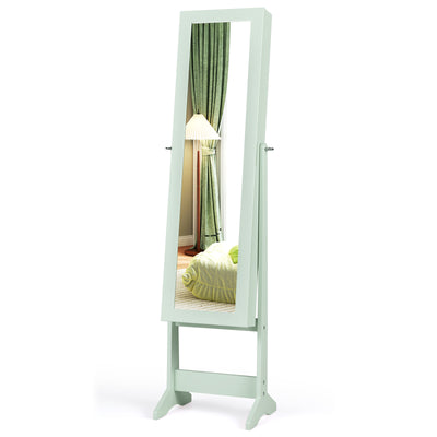 Mirrored Standing Jewelry Cabinet Storage Box-Green