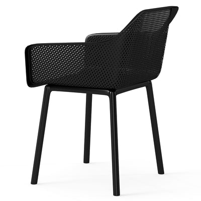 Modern Plastic Dining Chairs Set of 2 Kitchen Armchairs with Breathable Mesh Backres-Black