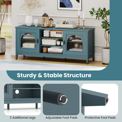 Modern Vintage TV Cabinet with Adjustable Shelves and 2 Cable Holes for TVs up to 65 Inches-Turquoise