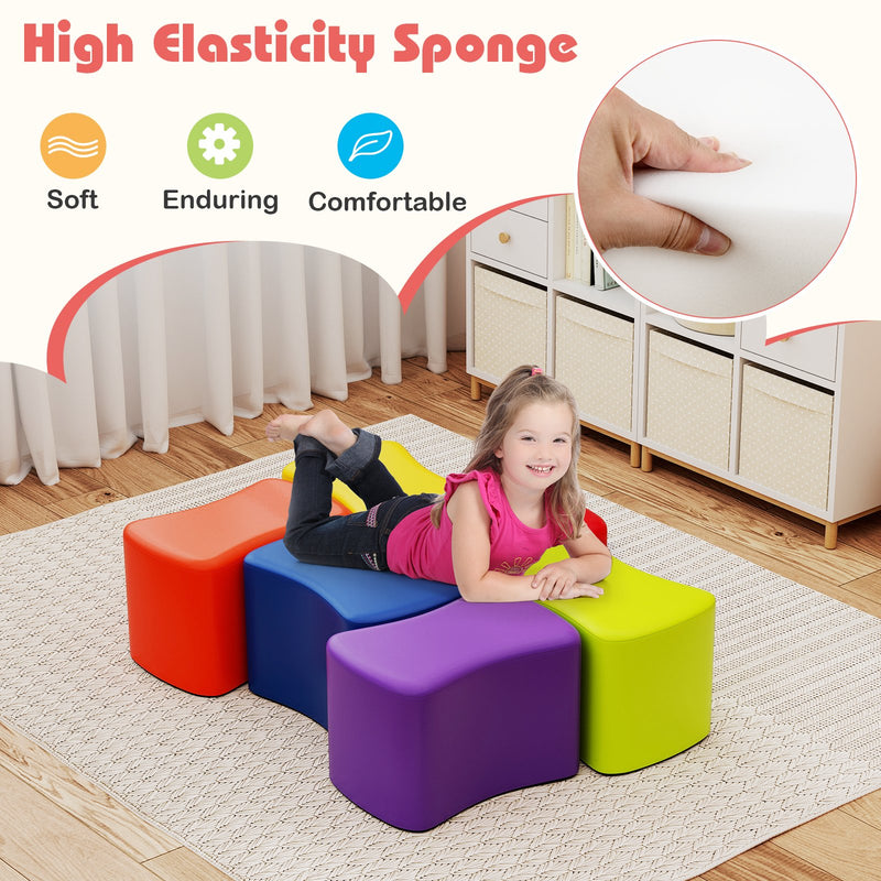 Modular Stool Set for Kids 6 PCS Butterfly Stools-Multicolor