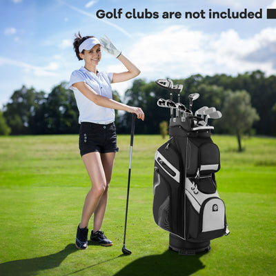 Molded Lock Top Golf Cart Bag with 14-Way Full Length Dividers and 11 Pockets-Gray