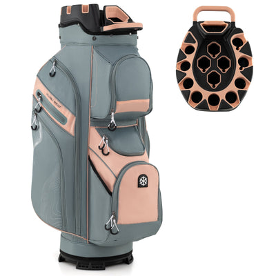 Molded Lock Top Golf Cart Bag with 14-Way Full Length Dividers and 11 Pockets-Orange
