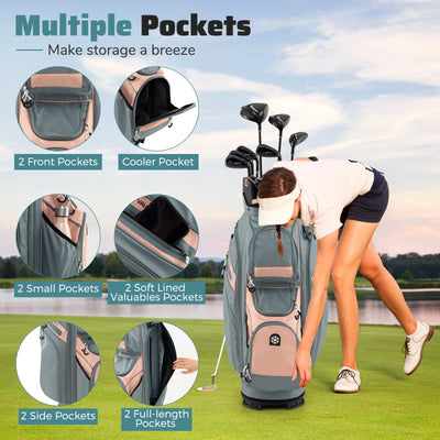 Molded Lock Top Golf Cart Bag with 14-Way Full Length Dividers and 11 Pockets-Orange