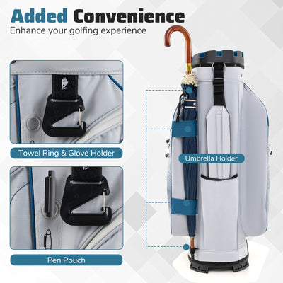 Molded Lock Top Golf Cart Bag with 14-Way Full Length Dividers and 11 Pockets-Navy