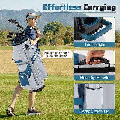 Molded Lock Top Golf Cart Bag with 14-Way Full Length Dividers and 11 Pockets-Navy