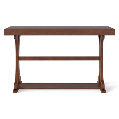 Narrow Console Table Vintage 52 Inch Long with Open Storage Shelf-Walnut