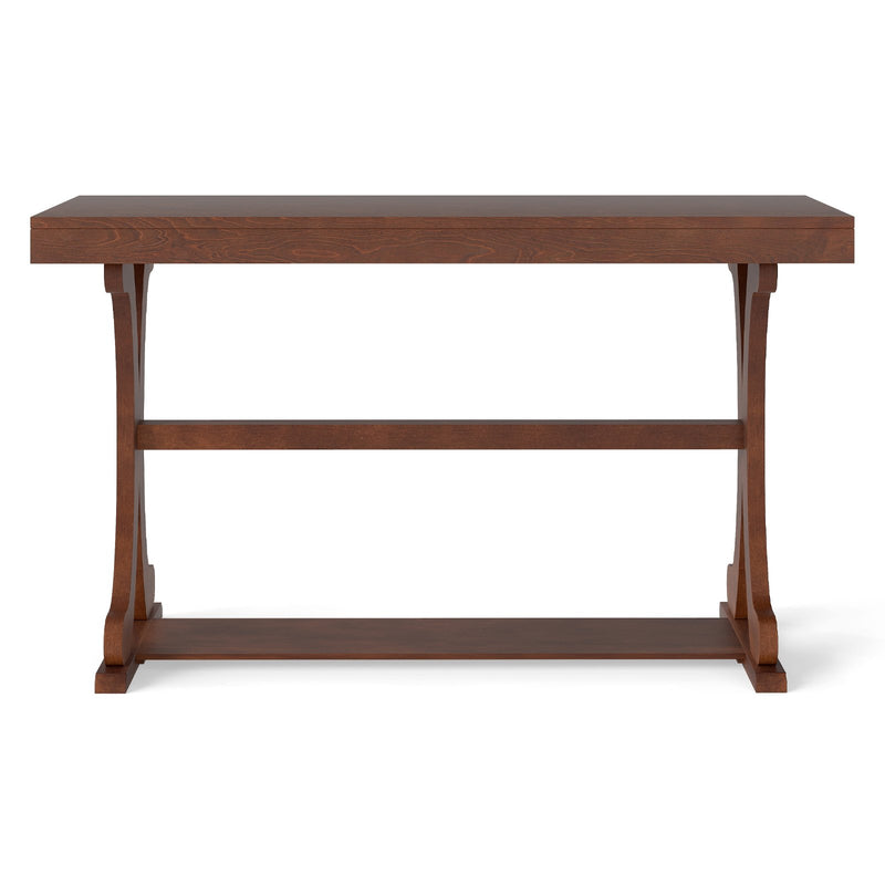Narrow Console Table Vintage 52 Inch Long with Open Storage Shelf-Walnut