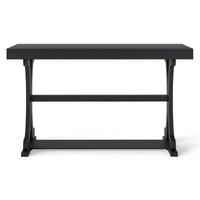 Narrow Console Table Vintage 52 Inch Long with Open Storage Shelf-Black