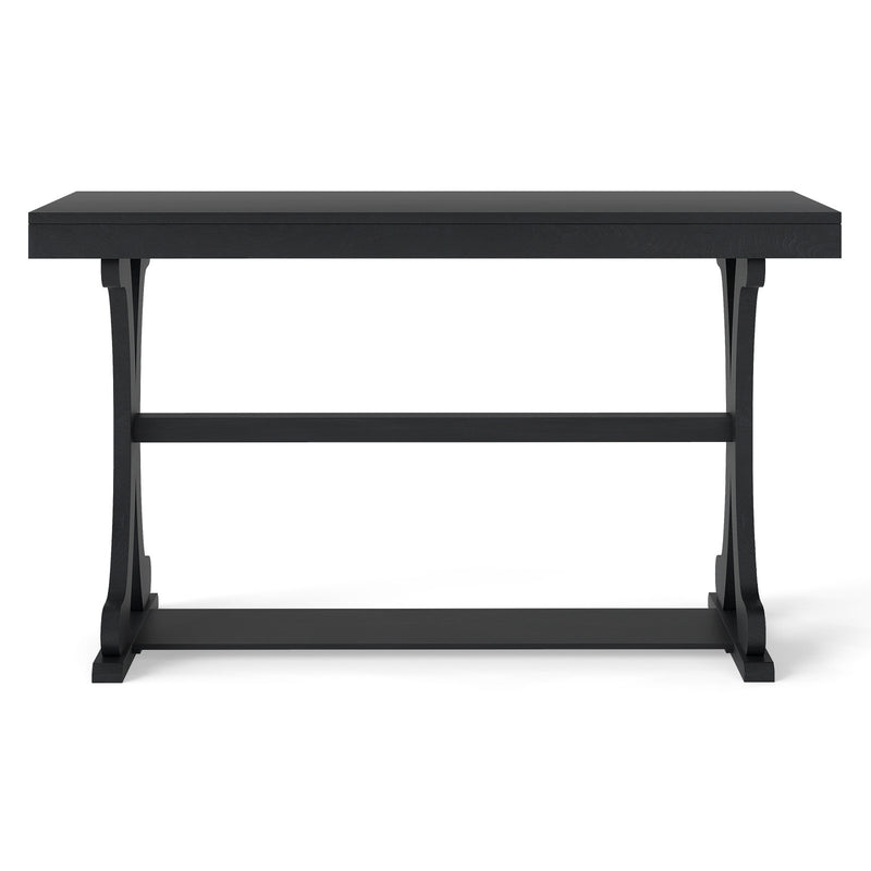 Narrow Console Table Vintage 52 Inch Long with Open Storage Shelf-Black