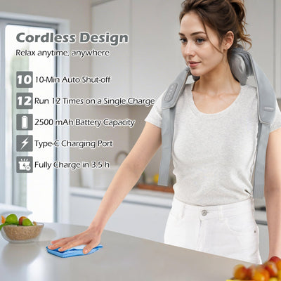 Neck Shoulder Massager 4D Deep Tissue Kneading Shiatsu Massage Machine-Gray