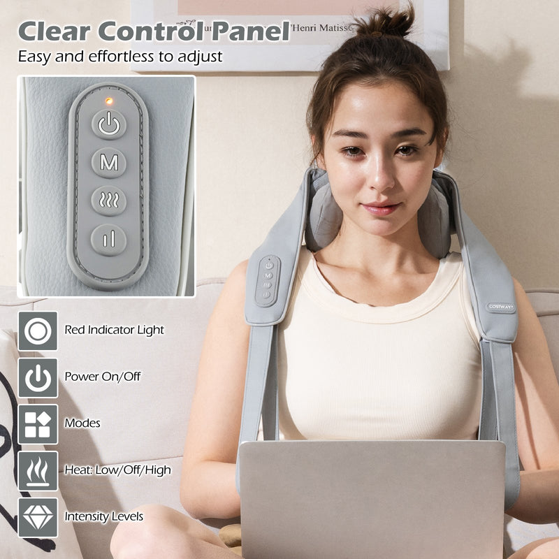 Neck Shoulder Massager 4D Deep Tissue Kneading Shiatsu Massage Machine-Gray