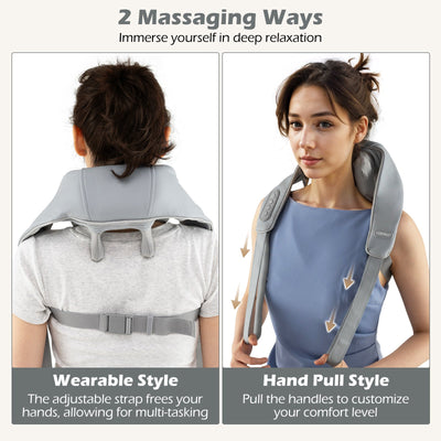 Neck Shoulder Massager 4D Deep Tissue Kneading Shiatsu Massage Machine-Gray