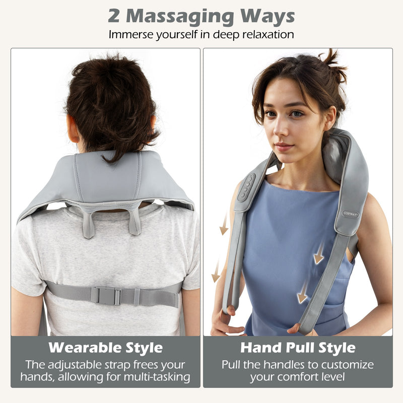 Neck Shoulder Massager 4D Deep Tissue Kneading Shiatsu Massage Machine-Gray